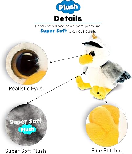 Miniatura 2 de DolliBu Animal de peluche de gaviota, suave y abrazable, gaviota gris, adorable animal de peluche para jugar, lindo pájaro marino, regalos para