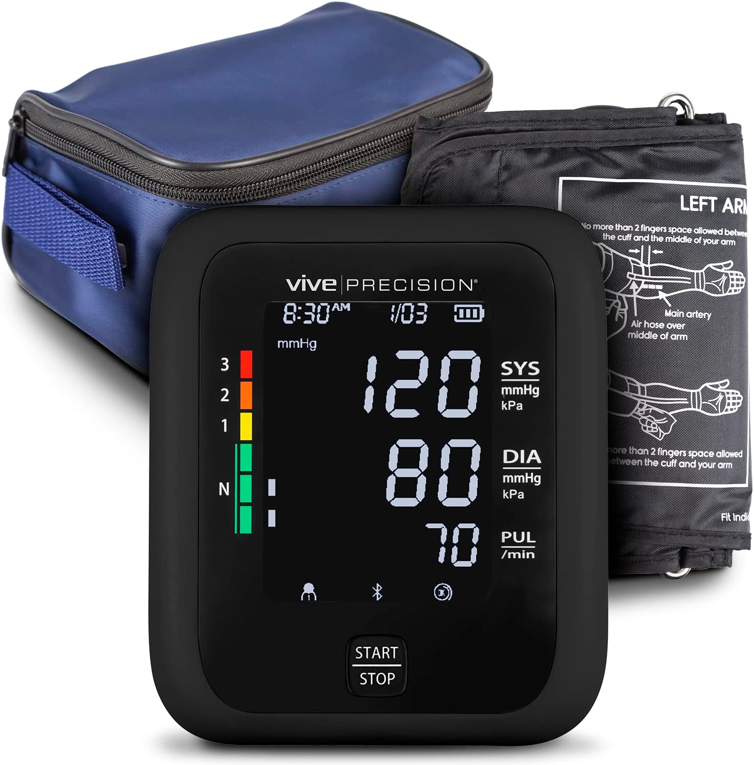 Vive Precision Blood Pressure Monitor, Cuff, & Case - Smartphone Accurate Electronic Health Monitoring System - Wireless Automatic Digital Machine for Women, Men, Adults