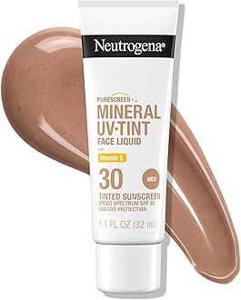 Neutrogena Purescreen+ Tinted Sunscreen for Face with SPF 30, Broad Spectrum Mineral Sunscreen with Zinc Oxide and Vitamin E, Water Resistant, Fragrance Free, Medium, 1.1 fl oz