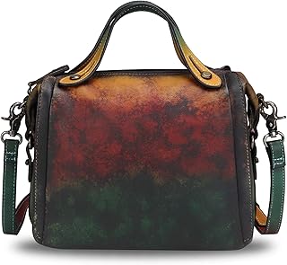 Genuine Leather Satchel Purse for Women Retro Handmade Top Handle Handbag Designer Crossbody Bag (Multicolored3)