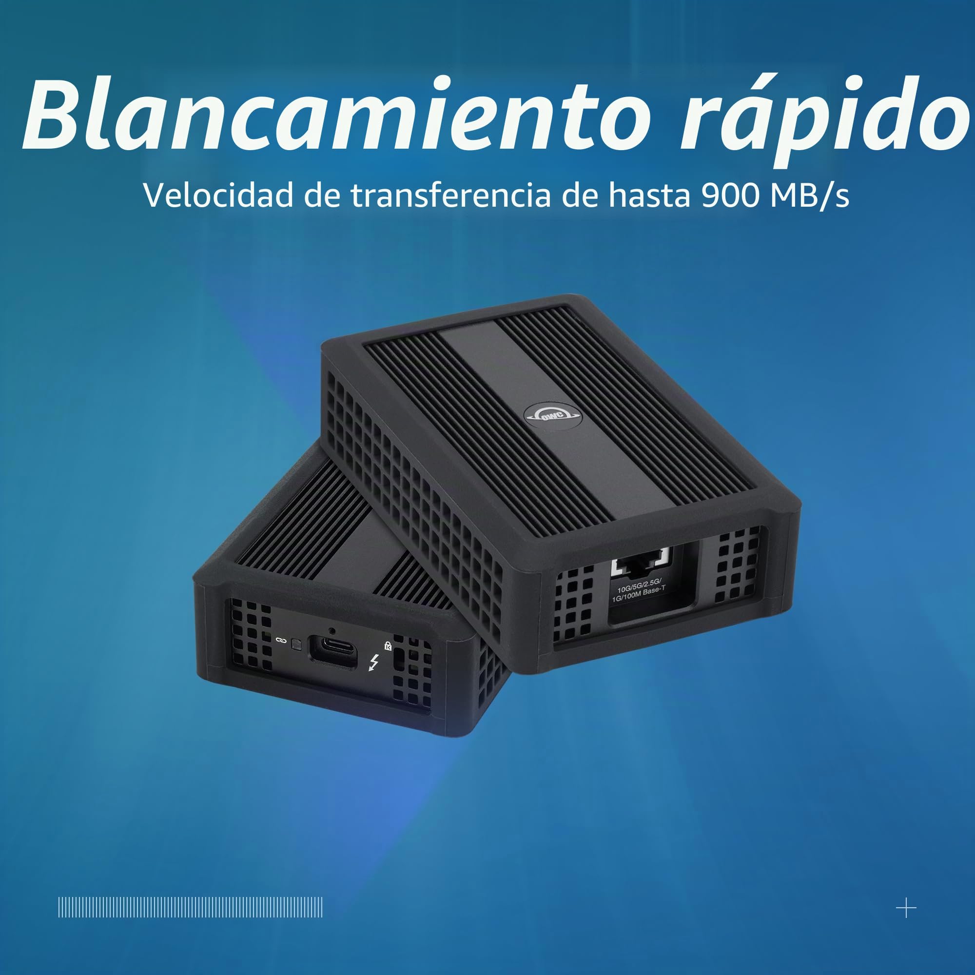 OWC Adaptador Ethernet Thunderbolt 4 10G, para Conexiones de Red de Alta Velocidad, Puerto RJ45 soporta 10 GB/s, 5 GB/s, 2.5 GB/s, 1 GB/s y 100 MB/s Base-T, Compatible con Puertos Host Thunderbolt 4