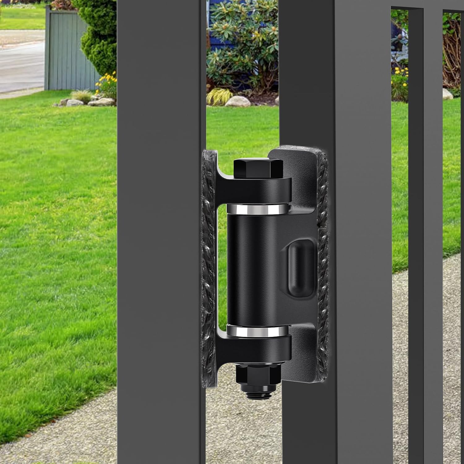 Heavy Duty Gate Hinge 2-Pack, Steel Weld On Hinge, Wall‑Mount Gate Hinge for Metal Swing Doors, Driveway Gates and Farm Gates, Spacer Bearing, Oxide Coated