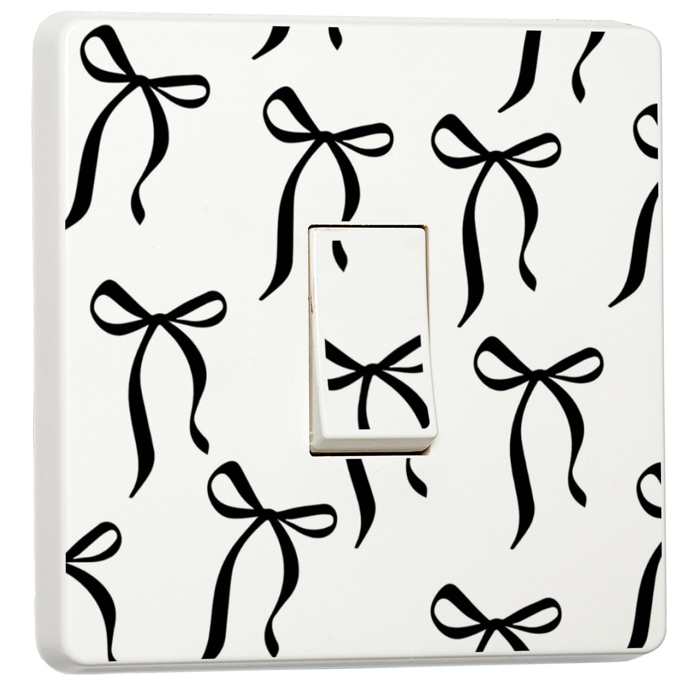 stika.co Set of 2 Black Bow Light Switch Sticker - Decorative Single Switch Cover, Self-Adhesive Vinyl, Fun Home Décor for Bedroom, Hallway, or Kids Room