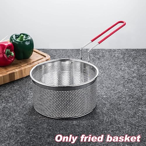 Miniatura 8 de Cesta de acero inoxidable para freír profunda con mango largo, cesta de filtro de alimentos fritos, colador de pasta para restaurante casero (tamaño