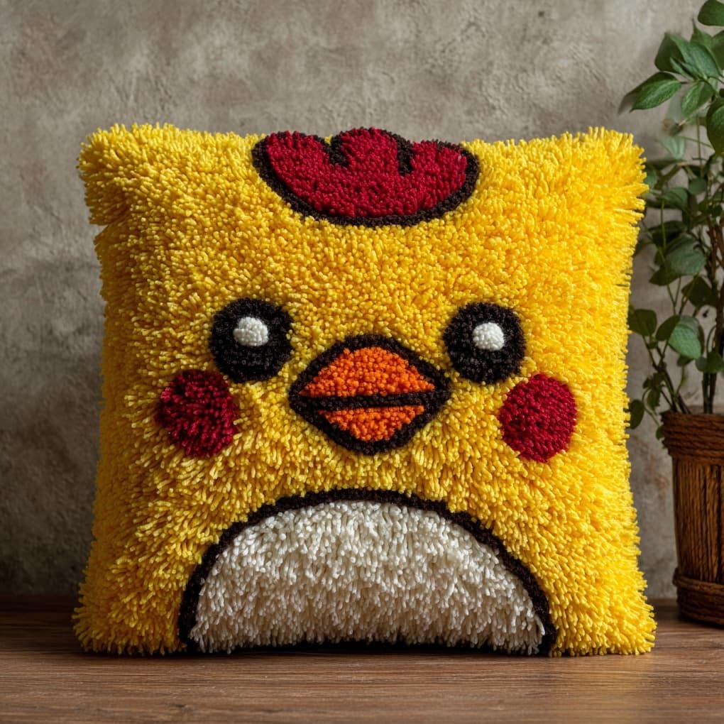 WallustrioaW Latch Hook Kits Pillow for Adults,Cartoon Chick