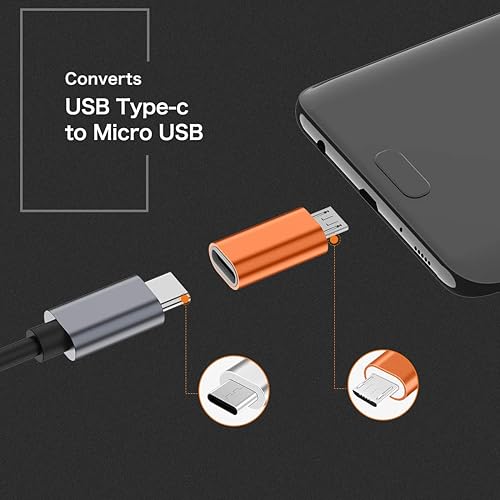 Vista 9 de JXMOX Adaptador USB C a Micro USB, (paquete de 4) tipo C hembra a micro USB macho, conector de conversión compatible con sincronización de datos