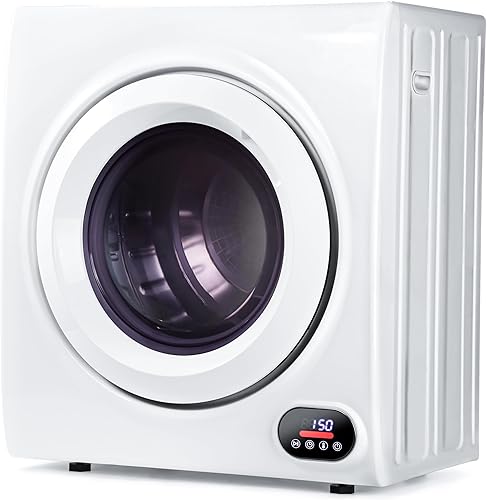 Euhomy - Secador de ropa compacta, 2.65 pies cúbicos de acero inoxidable de carga frontal con tubo de escape, 1400 W, panel de control LCD, secadora