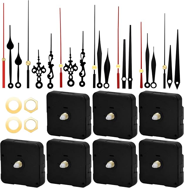 7 Pack Clock Mechanisms Battery Powered, Silent Quartz Clock Movement Long and Short Shaft, Wall Clock Mechanism Replacement, Quartz Clock Mechanism For Motor Replacement DIY Clock Repair