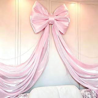 Large Pink Bow Birthday Decorations, 32'' x 71'' Big Bow Themed Backdrop Room Wall Decor Wedding Engagement Bachelorette Baby Shower Bridal Christmas Tree Decoration (Large)