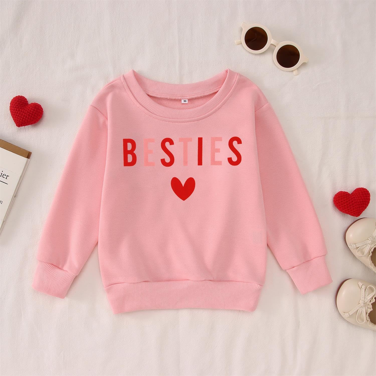 SOFEON Mommy and Me Valentines Sweatshirt Love Heart Besties Letter Pullover Family Matching Outfit Long Sleeve Tops - Image 6