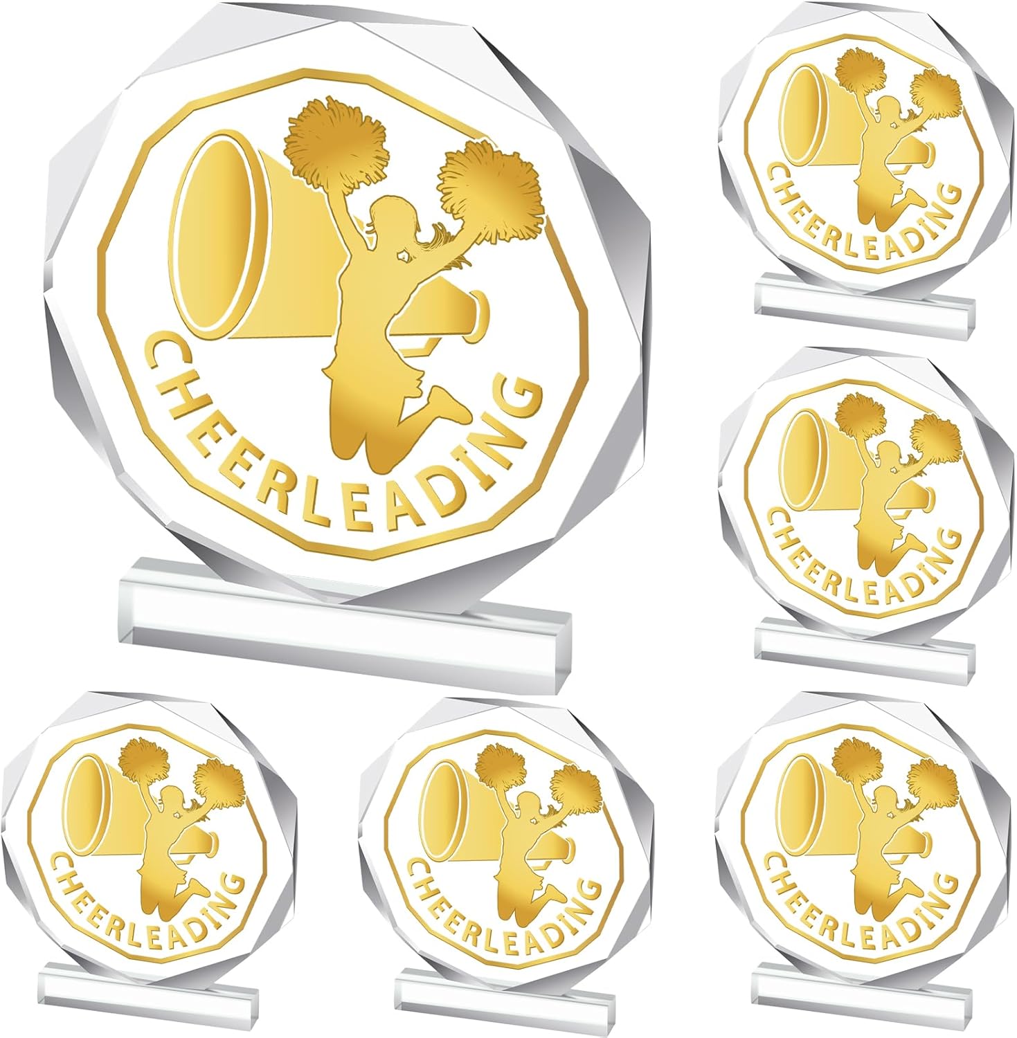 6 Pack Sports Trophy Acrylic Award Medals 4.72 x 4.72 Inch Sports Contest Trophies Bulk Plaques Team Prize Gift Trophies for Competition