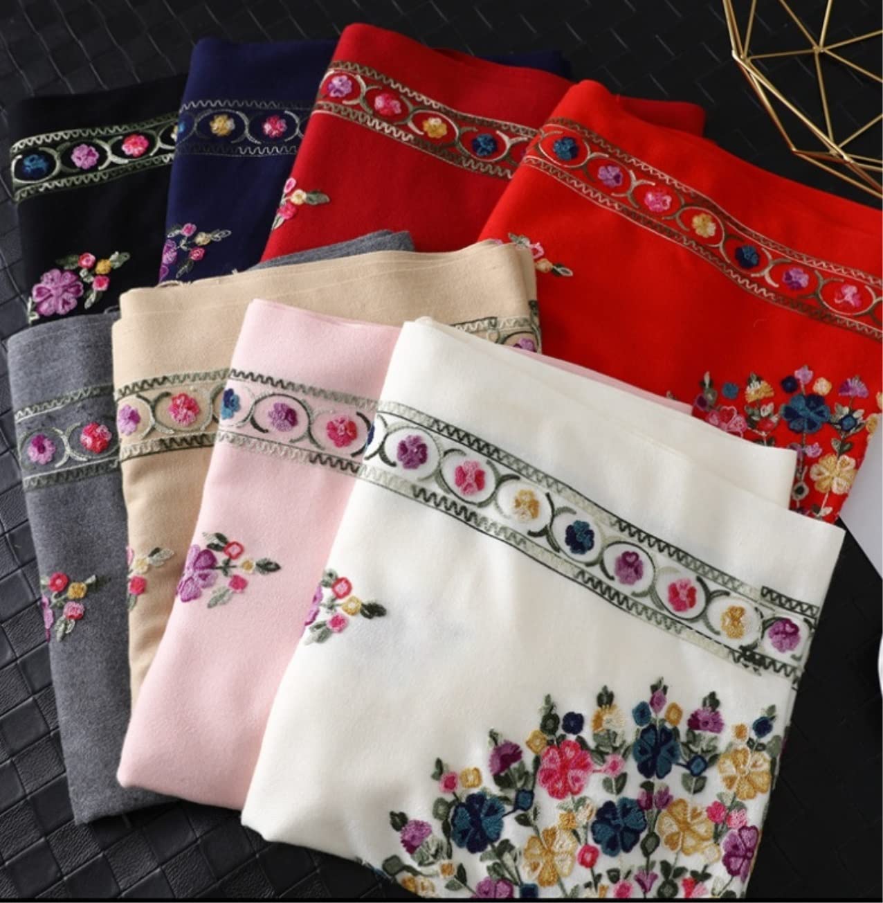 Szalik Zimowy Zimowy Szalik Dla Kobiet Grube Ciepłe Szaliki Koc Haft Foulard Szalik Szal(C)