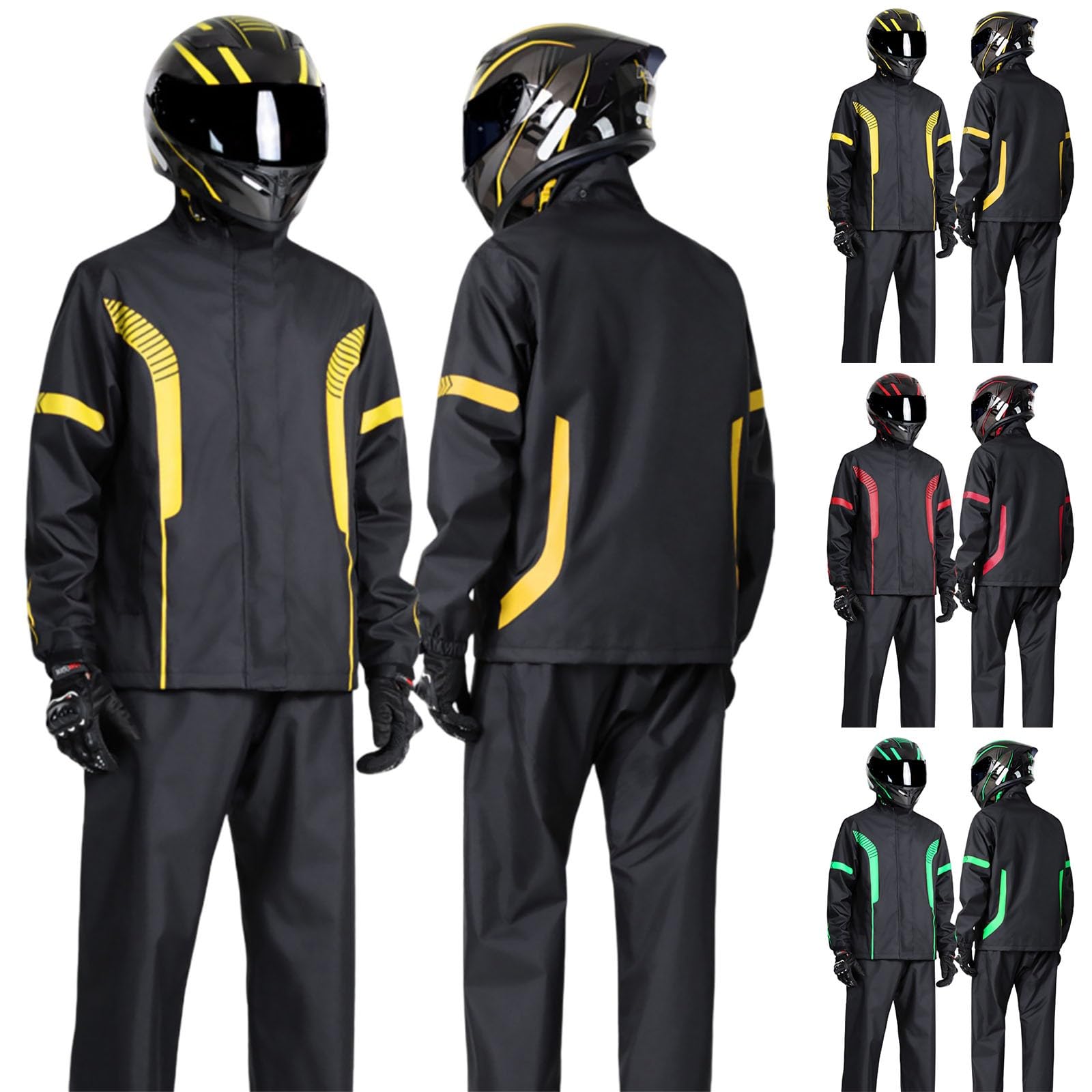 Generisch Tuta impermeabile da donna e uomo, giacca e pantaloni da pioggia, riflettente, impermeabile, ad alta visibilità, antivento, per lavoro, moto, golf, pesca, escursionismo