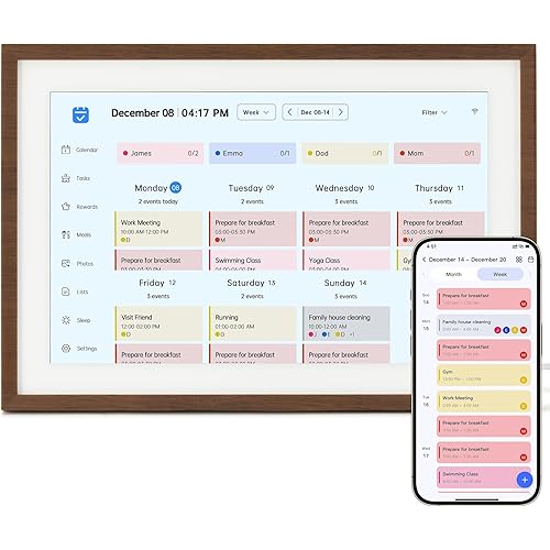 10.1 Inch Digital Calendar, Smart Electronic Calendar with HD Touch Screen - Digital Family Planner with Chore Chart, Meal Planner & Photo Frame, Multi-Calendar Sync
