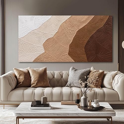 Miniatura 2 de SOUGUAN Arte de pared moderno abstracto para decoración de pared, pinturas de arte neutro de 24 x 48 pulgadas, pintura en lienzo para comedor,