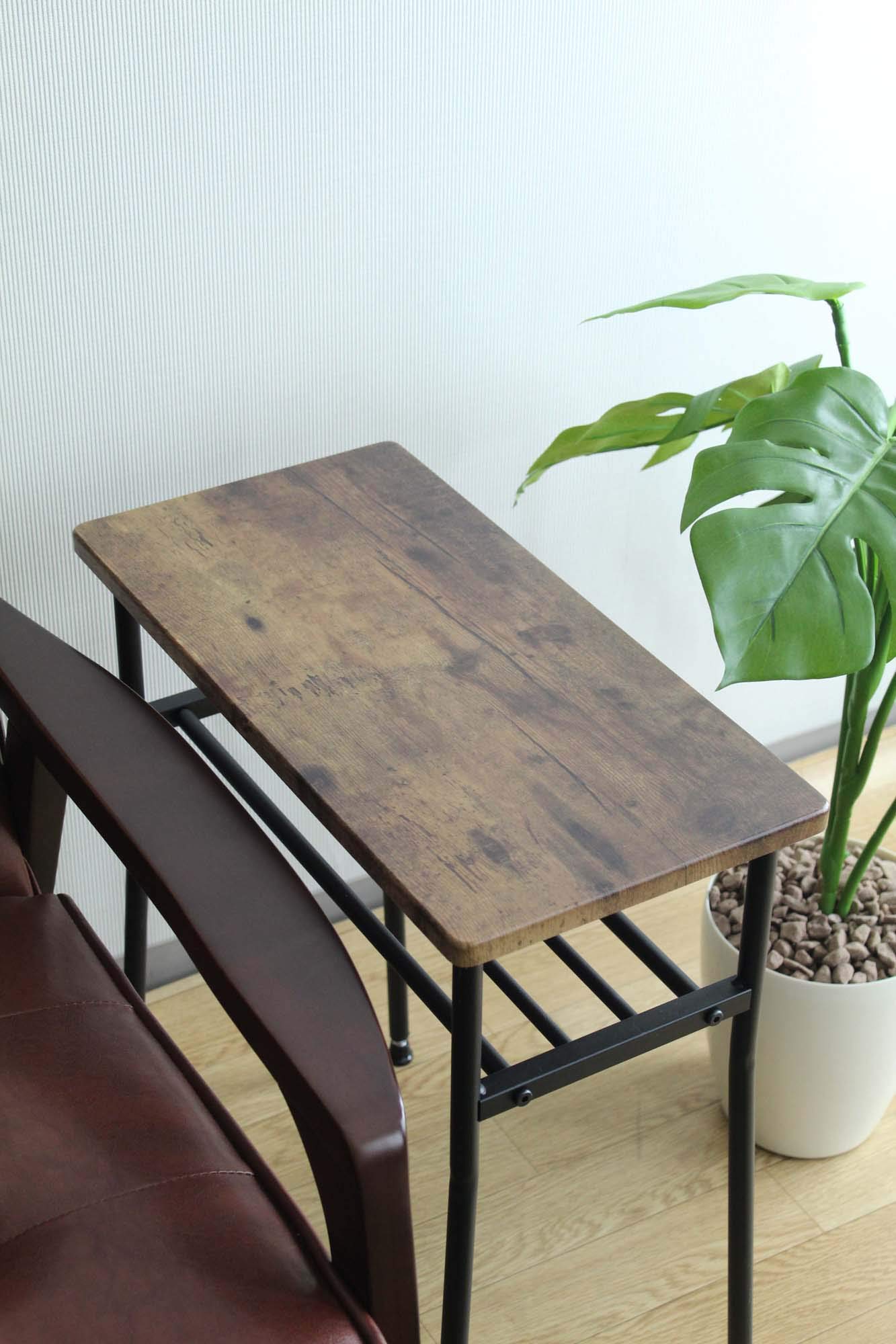 Amazon｜narumikk サイドテーブル ブラウン 48×24×55cm 27-345