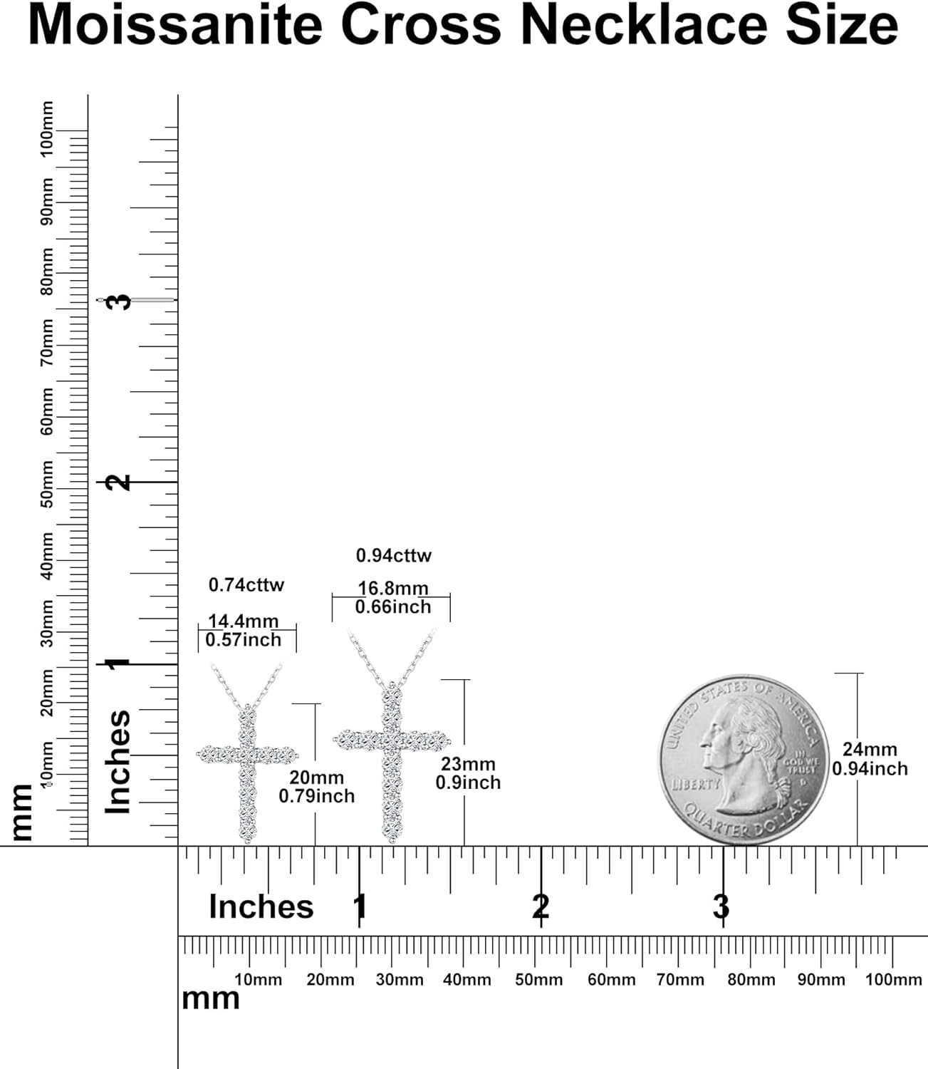 Moissanite Cross Necklace for Women and Men, 14K/18K Gold Plated Sterling Silver Diamond Cross Necklaces - Image 4