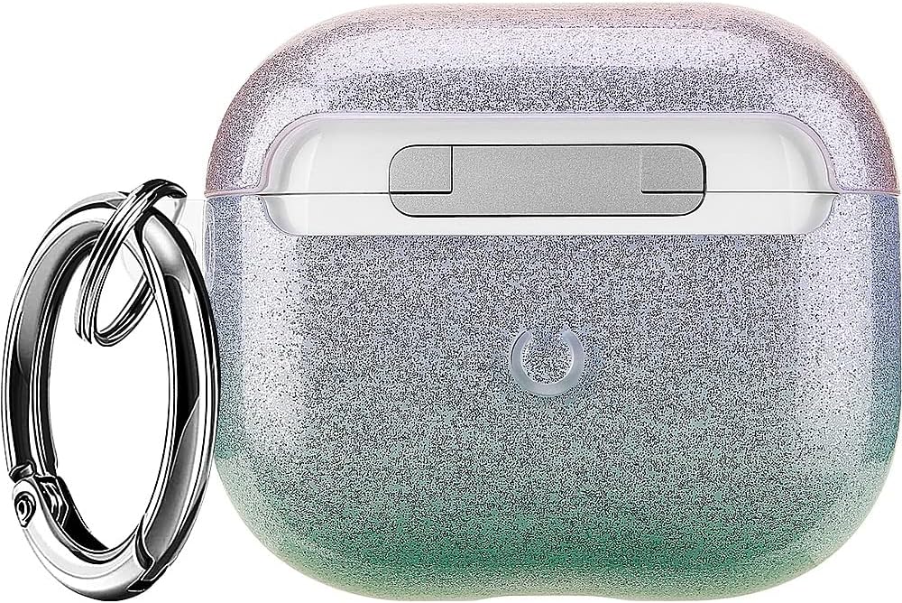 SaharaCase Sparkle Series Case for Apple AirPods 3 (2021 3rd Generation) [Rugged] Full Body Protection Antislip Grip Slim with Keychain (Blue/Green)