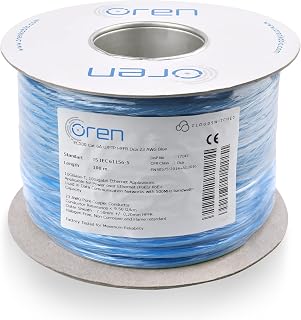 Oren CAT6A 100m Ethernet Cable - 23 AWG Pure Copper Wire - 500 MHz Bandwidth U/FTP Internet LAN Network Cable - Halogen Free, Non-Corrosive - 10GbE High Speed Ethernet Cable