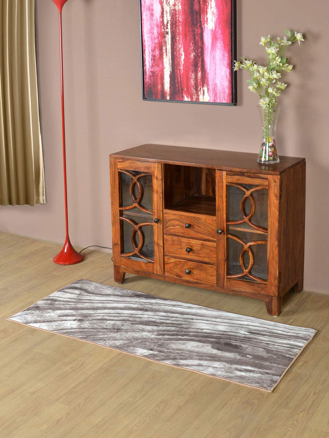 @homeby Nilkamal Carpet, Living Room, Bedroom (Stokes, Brown, 60 cm x 150 cm)