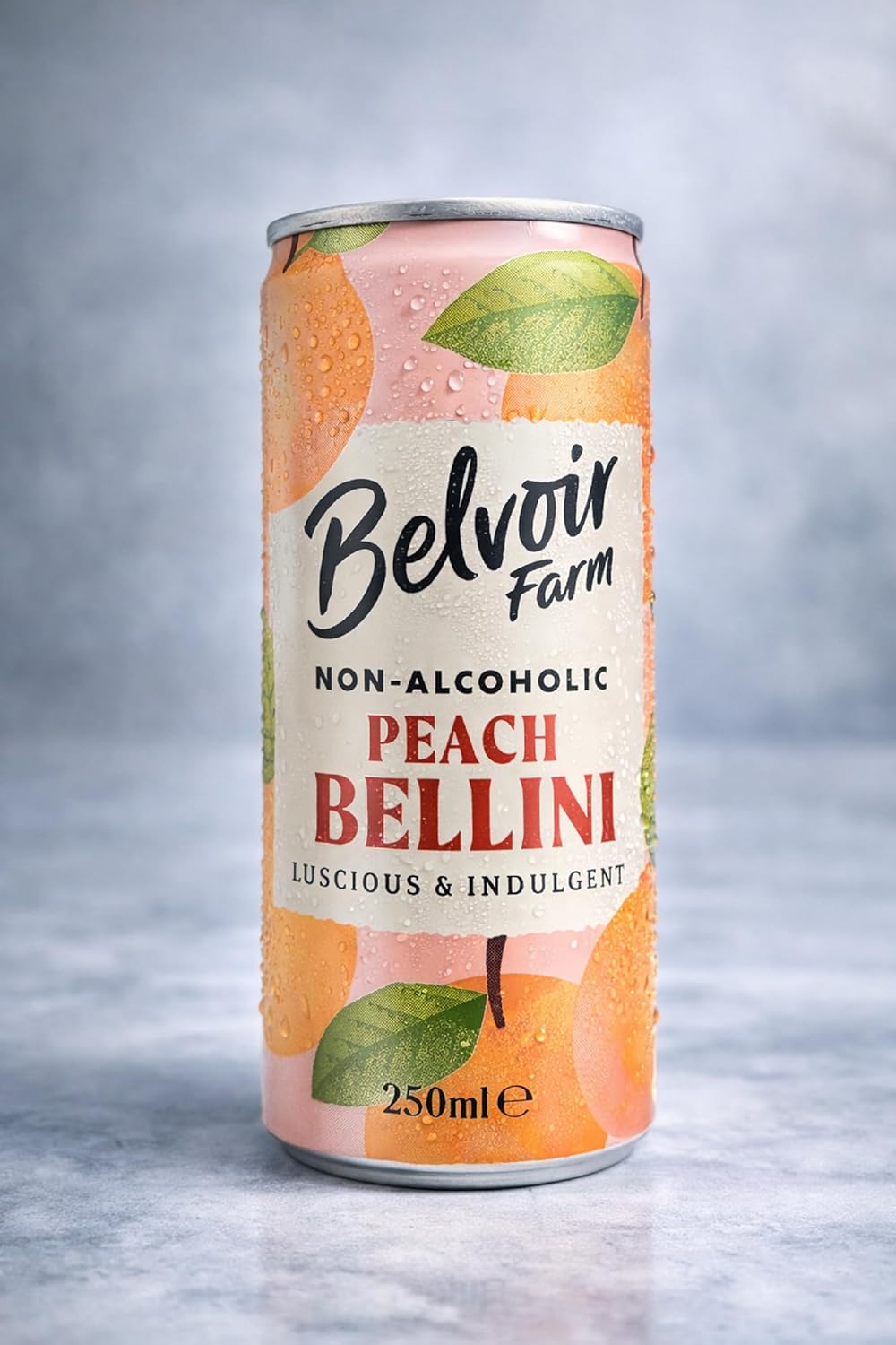 Belvoir Farm Non Alcoholic Peach Bellini 4-Pack of 8.4oz Cans – Refreshing Natural Beverage with a Hint of Fizz, Artisanal Craftsmanship, Zero Sugar, Organic Ingredients, Perfect and Ready to Enjoy.