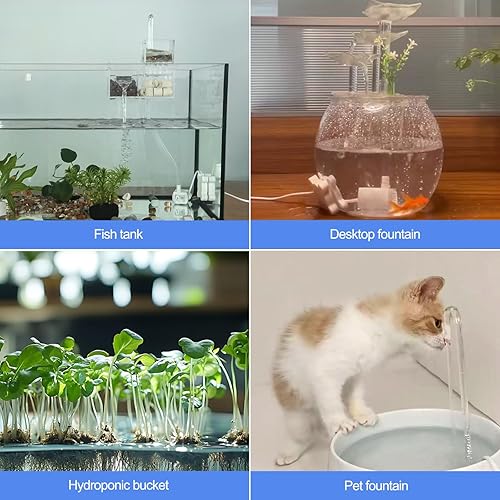 Miniatura 6 de Bomba de agua para acuario – Bomba sumergible ultra silenciosa de 4.5 W con flujo ajustable (40 GPH) para pecera, fuente y características de agua