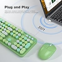 Vista 2 de MOFII Combo de teclado y mouse inalámbricos, teclado retro de tamaño completo de 2.4 GHz con teclado numérico y mouse inalámbrico para laptop, PC