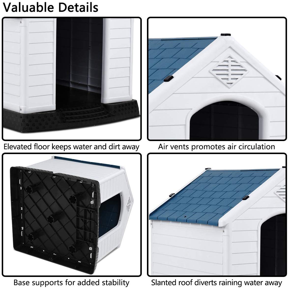 Giantex Dog House for Large Medium Dogs, Waterproof Plastic Dog Houses