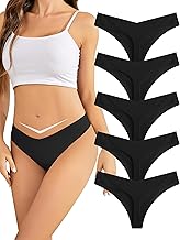 VOENXE Women's Seamless Thong Briefs Thong, Low Waist Brazilian Underpants, Invisible Panties, Microfiber String Underwear, Seamless Women Thong Underwear Multipack, Pack of 5