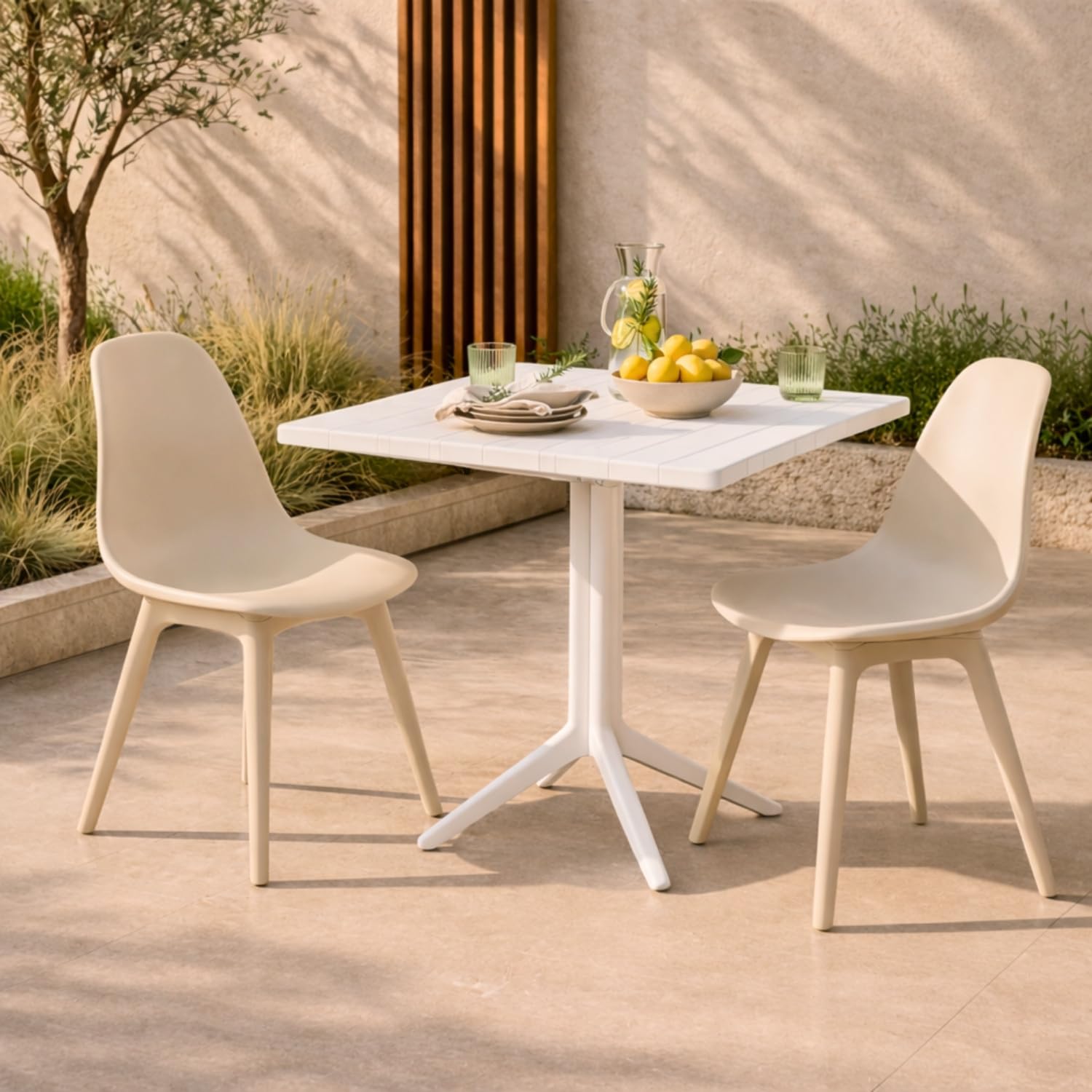 7H SEVEN HOUSE Pack 4 Sillas de Comedor Nórdicas Aroa en Polipropileno para Interior y Exterior 7house