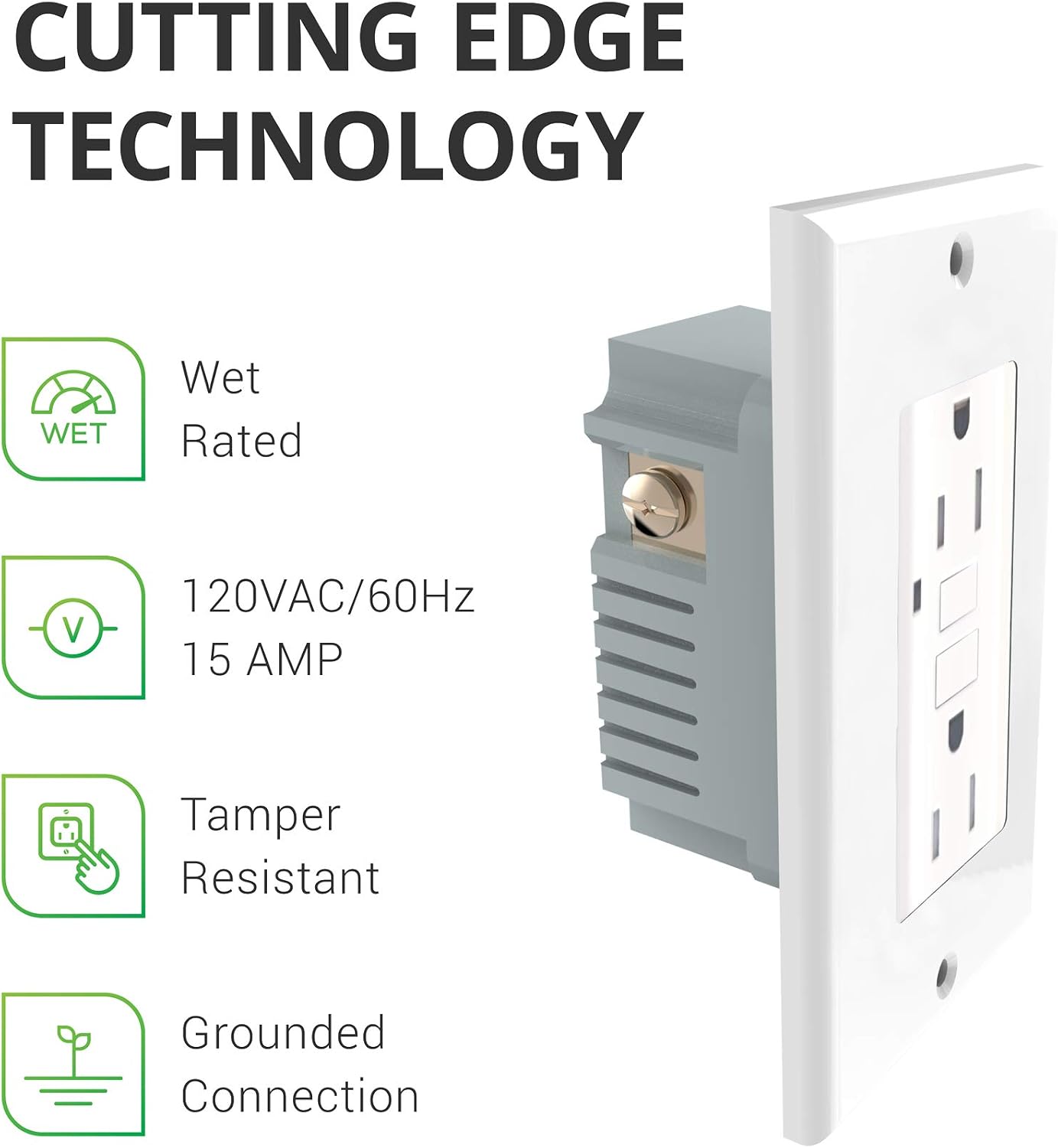 10 Pack- UL Listed GFCI Outlet Receptacle 15-Amp (Tamper-Resistant) Duplex 125-Volt, LED Indicator, Safe Lock Protection -Compliant with Highest Safety Requirements, Wall Plate Included