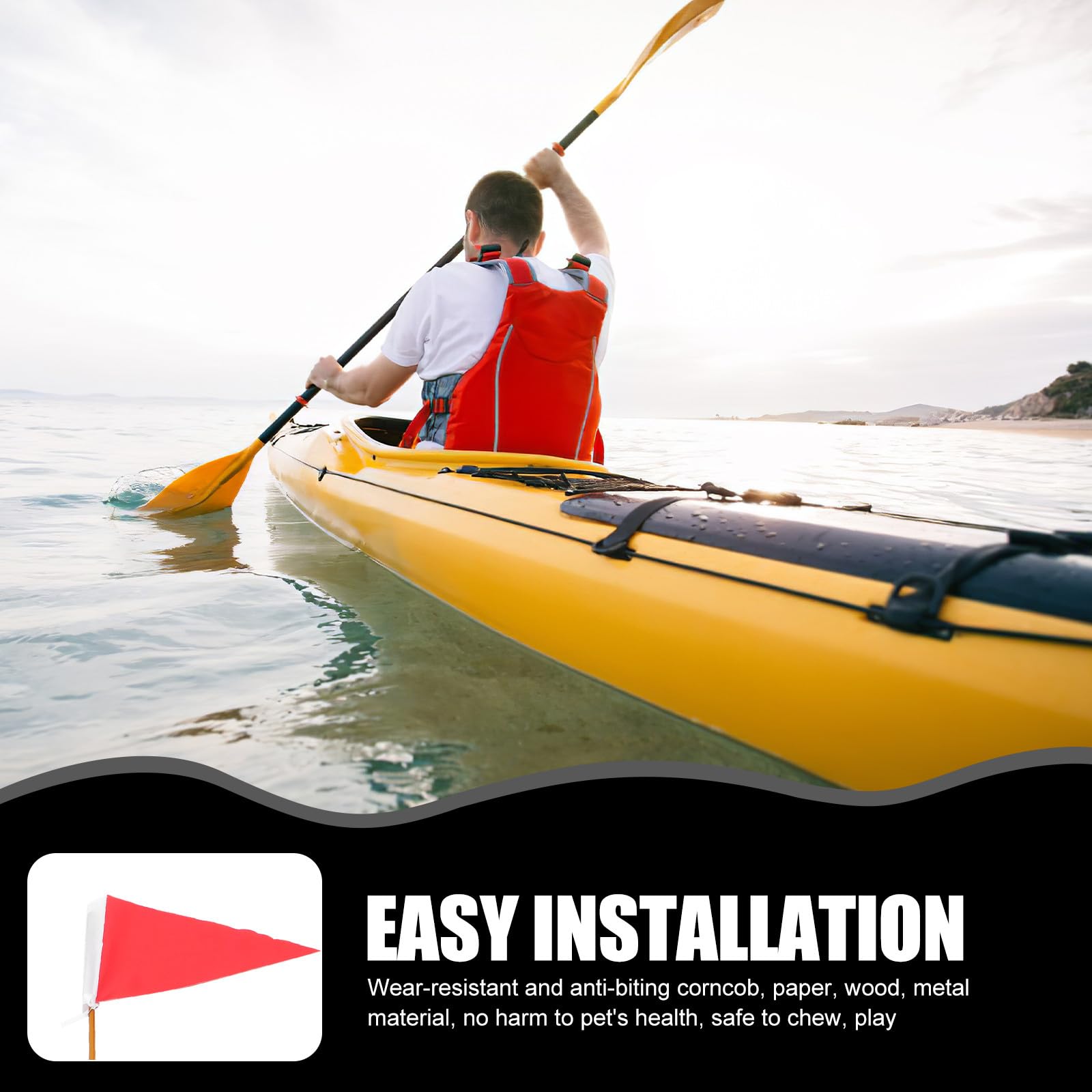 MERRYHAPY Kit Bandiera Sicurezza Kayak Asta Portabandiera Multifunzione, Supporto Stabile 4 Piedi, Accessorio visibilità per Barche e Canoe, Facile da Installare e Trasportare