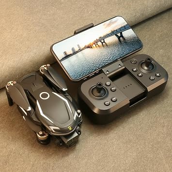 Remote Control Aerial Drone with 3-Camera 8K HD Brushless Power Intelligent Avoidance Obstacle Trajectory Flight, Optical Flow Hover, Gesture Photography,50X Electronic Zoom One Key Take Off/Land,360 Stunt Roll for Adults Beginners (V888 Black, 1 Modular Battery)