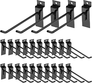 HARFINGTON 60pcs Slat Wall Hooks 10" Length Metal Pegboard Panel Display Wall Hanging Hook and Hanger for Garage, Retail, Shop, Supermarket, Black