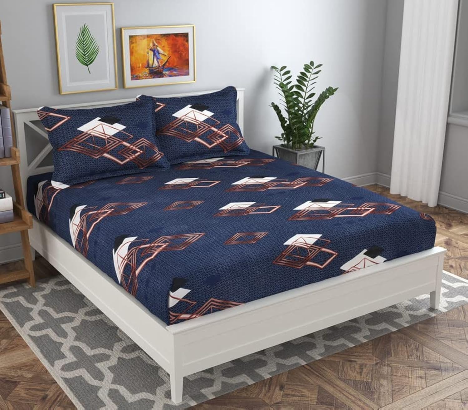 BSB HOME 120 TC Double Floral Printed Bedsheet with 2 Pillow Covers | 110 GSM Soft Brushed Microfiber - Breathable & Wrinkle Free - (86 X 88 Inch, Dark Blue & Brown & Beige) (B0CBM3NT25) Amazon Price History, Amazon Price Tracker