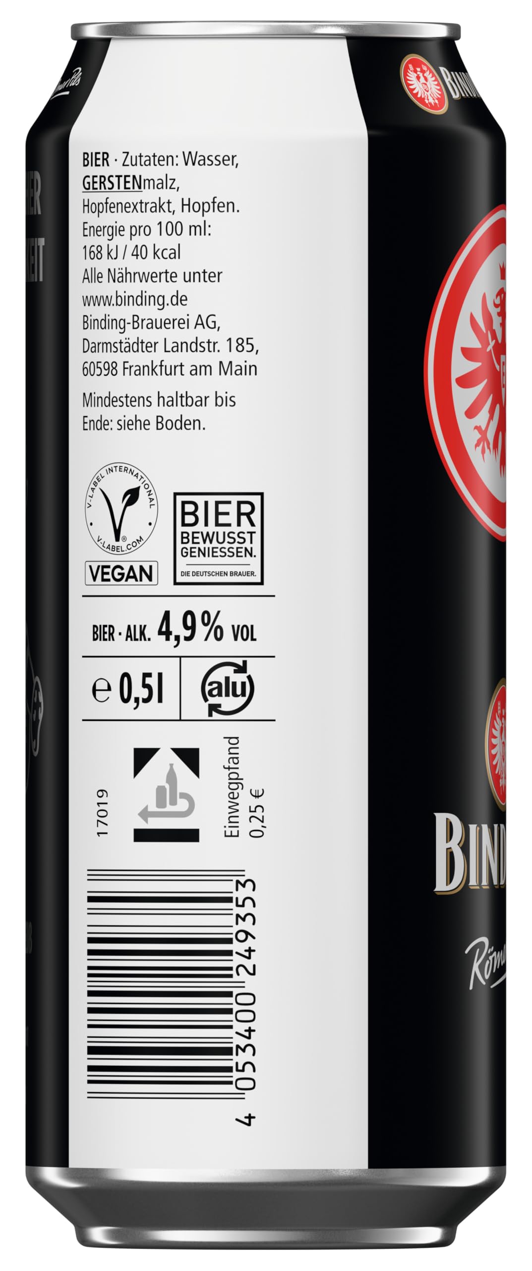 Binding Römer Pils Edition Eintracht Frankfurt, Einweg 24x0,50 L Dose