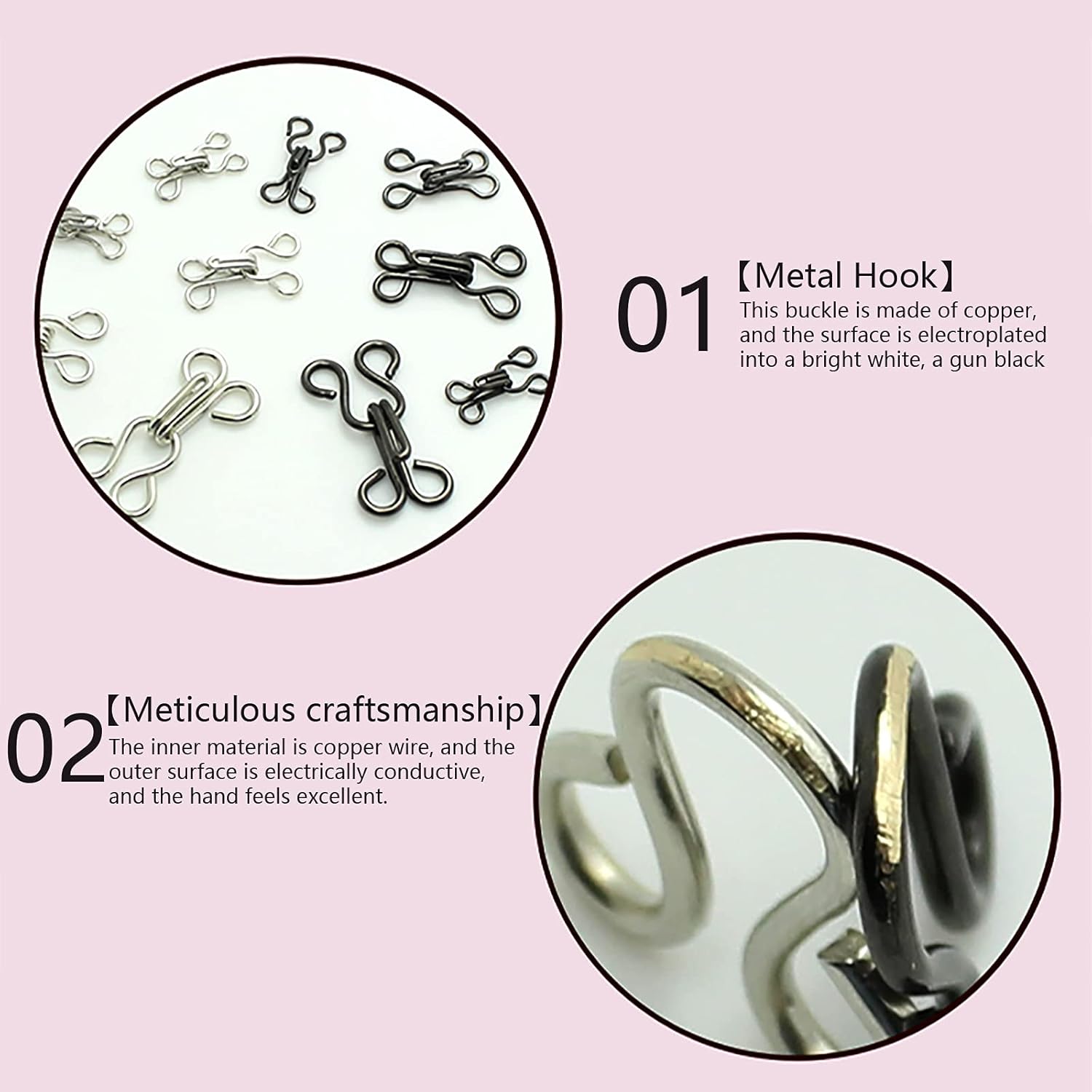 90 Pairs Sewing Hooks and Eyes Closure Bra Hooks Metal Eyes Closure