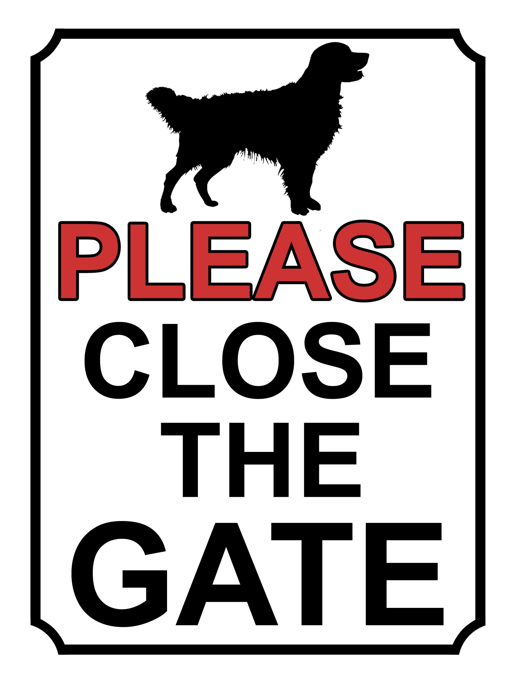SHAWPRINT PLEASE CLOSE THE GATE DOG THEME METAL SIGN 267MM X 200MM (415H1L) LARGE 10" X 8", 10” x 8”