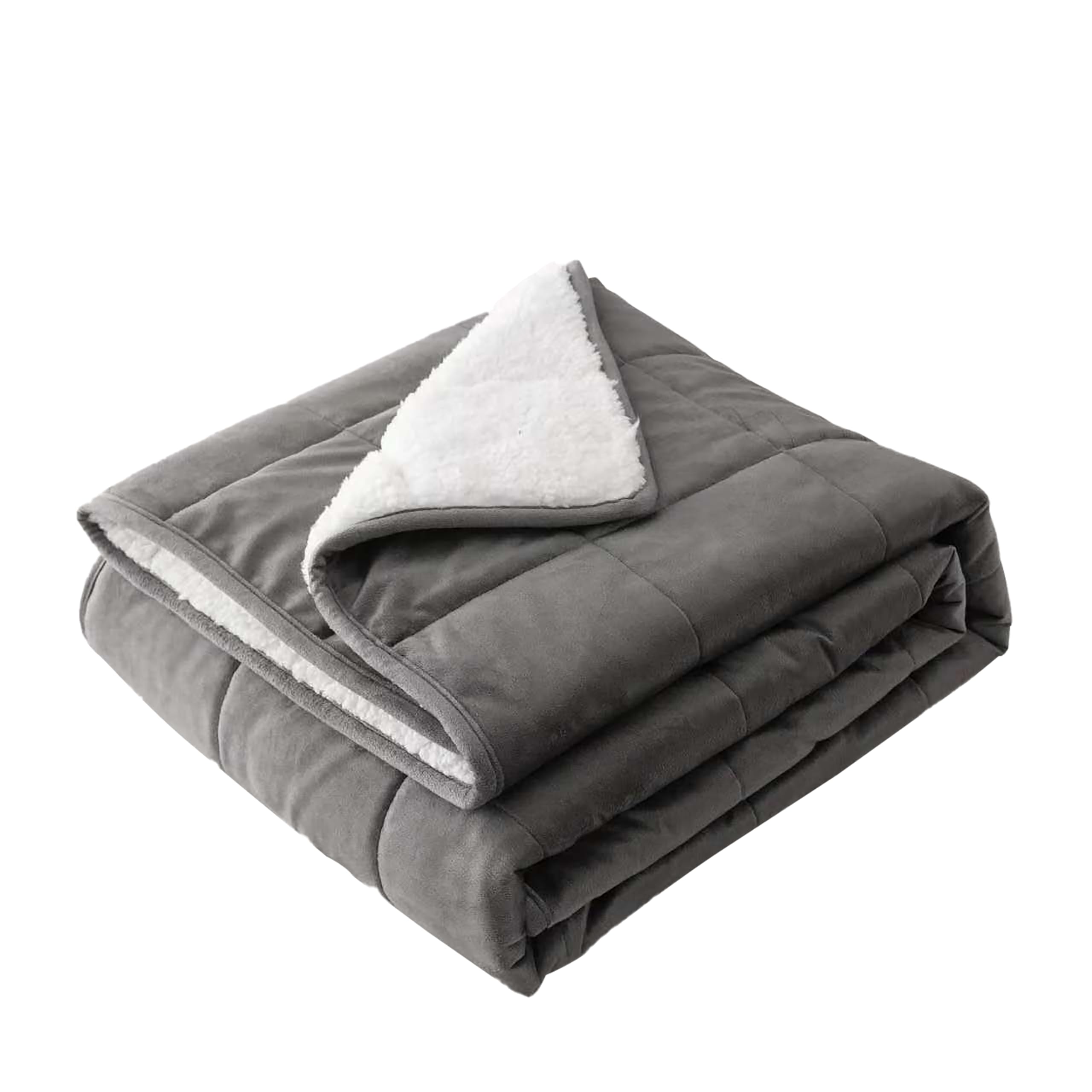 MENHIRY Sherpa 10lb Weighted Blanket for Adult, Both Sides Reversible Velvet Soft Plush Weighted Heavy Blanket for All Season White Grey 48in*72in