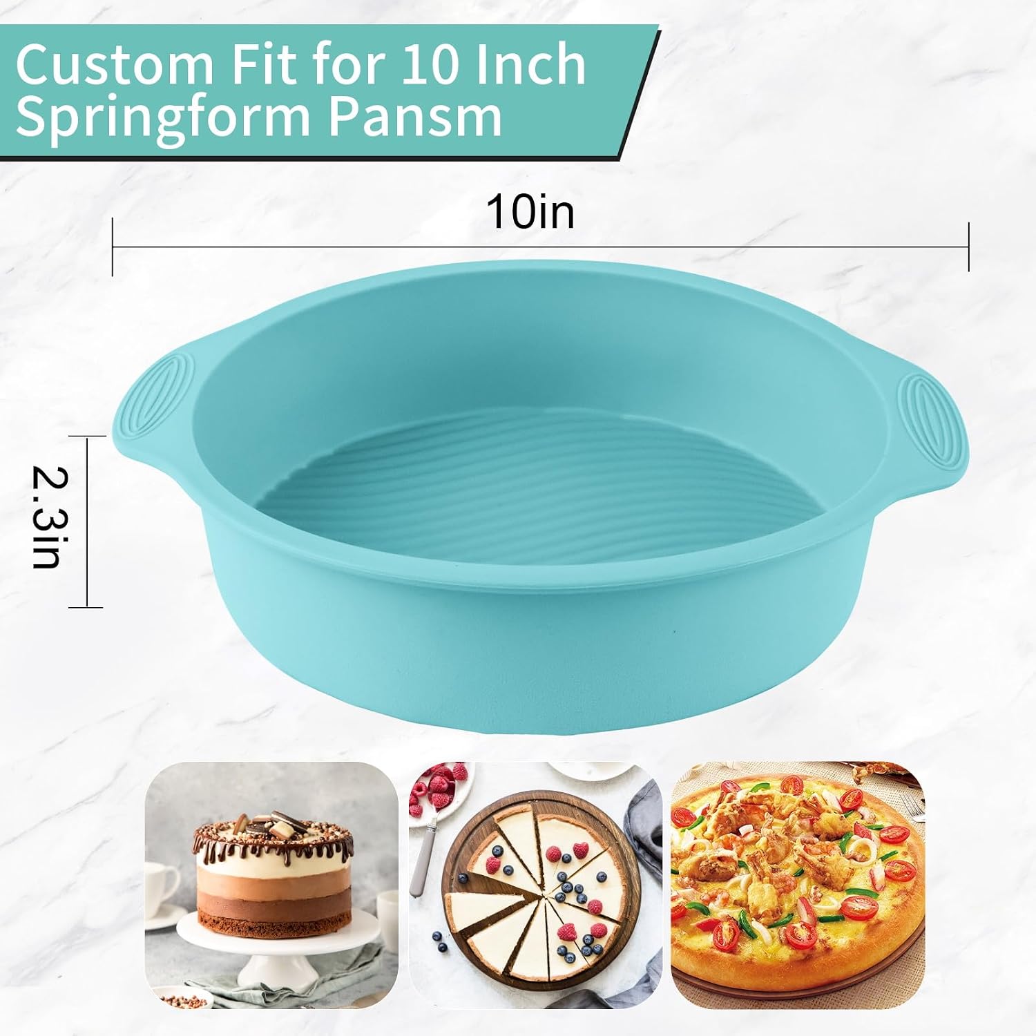 9" Silicone Springform Protector, Leakproof Water Bath, Blue