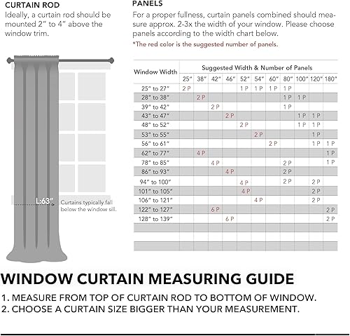 Miniatura 7 de Deconovo - Cortinas traslúcidas - Cortinas de gasa con bolsillo para barra - Cortinas traslúcidas de gasa, 2 paneles para cocina con patrón de