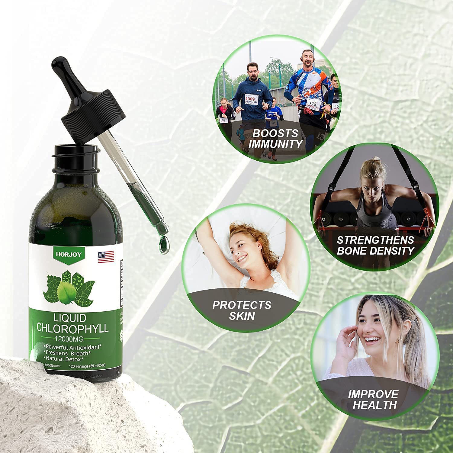 Chlorophyll Liquid Drops - 100% Natural Energy Booster and Immune Support - Internal Deodorant and Detox - Altitude Sickness Relief - Fast Absorption, Vegan & Non-GMO - 120 Servings (Pack of 2) — Amazon image 3