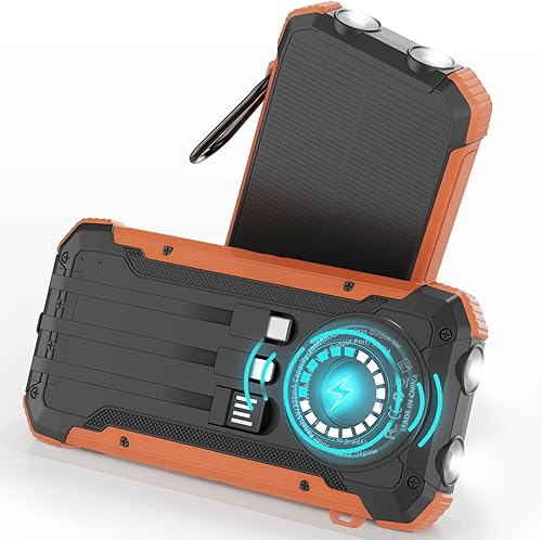 ERRBBIC Solar Charger Power Bank 20000mAh, Portable Wireless Charger, 15W Fast Charging External Battery Pack with Dual Flashlight and USB C Outputs. Outdoor Mobile Power Compatible with Cell Phones