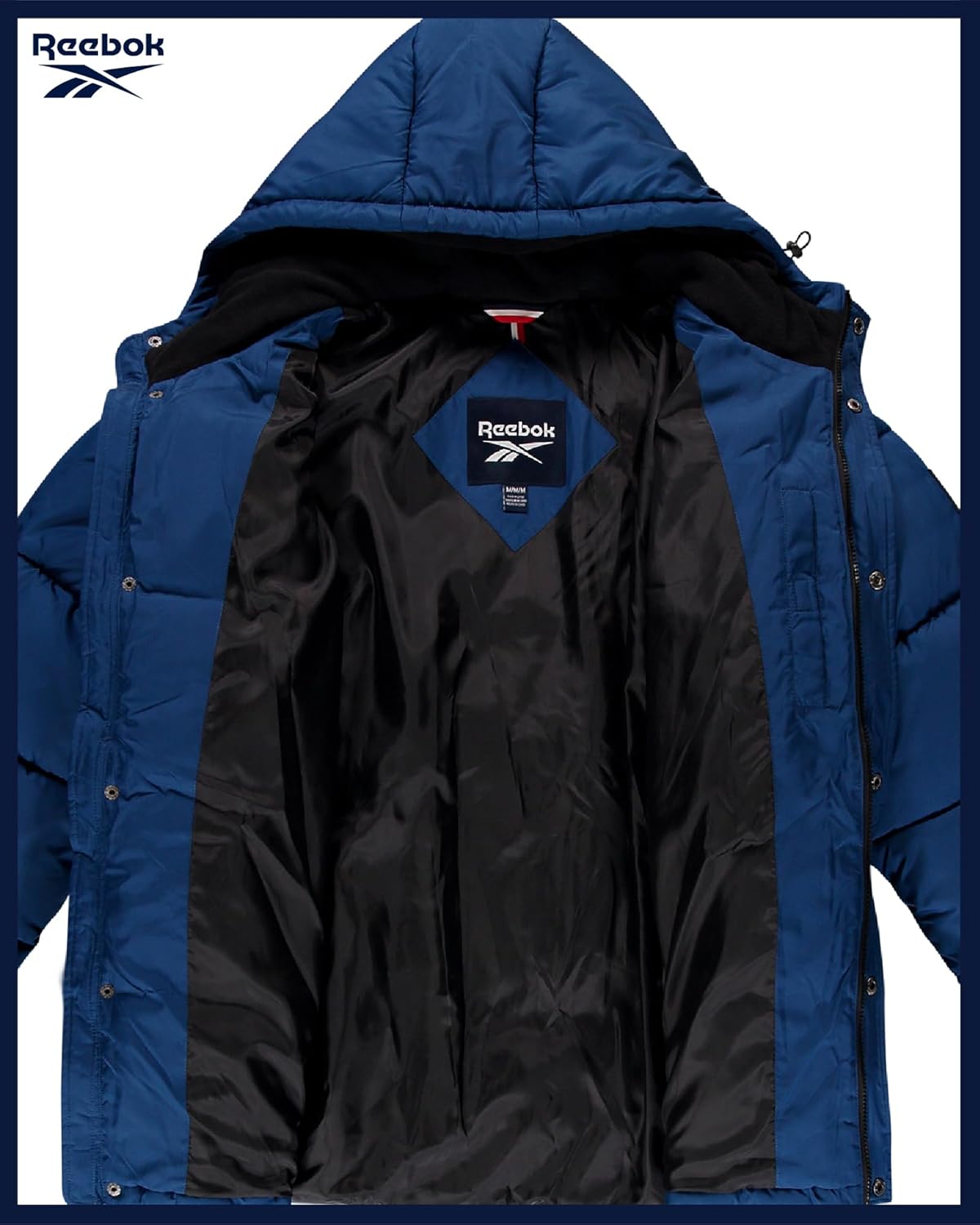 Reebok Mens Winter Jacket - Heavyweight Insulated Mens Winter Coat - Wind Water Resistant Quilted Puffer Jackets for Men - Image 4