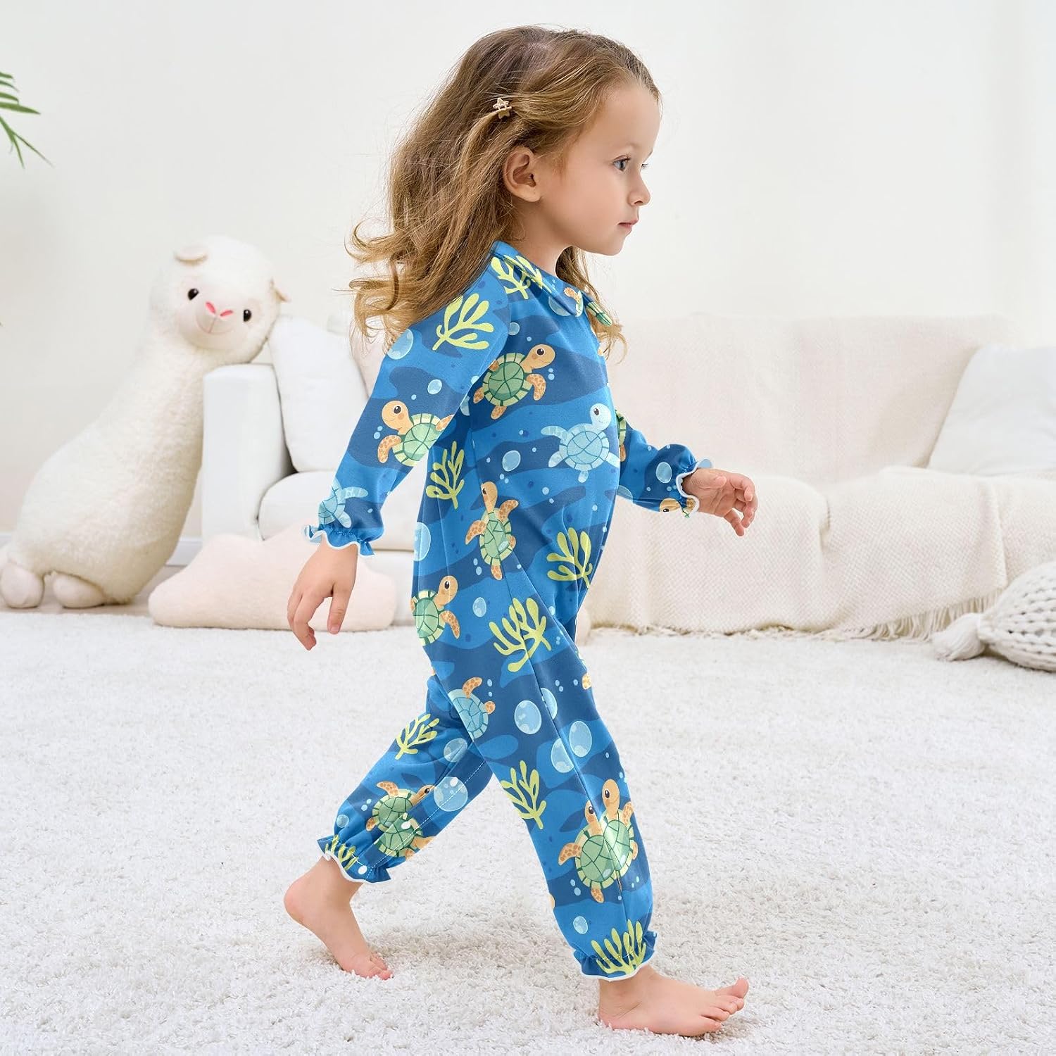 vvfelixl Baby Sleepers Cartoon Cute Turtle Long Sleeve Onesie Girl Baby Clothes for Girl Play One-piece for 0-3 months