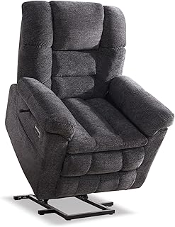 Triple Motor Power Lift Recliner Chair with Massage and Dual Heat for Elderly People, Zero Gravity Lay Flat Recliner Infinite Position, USB Ports(Grey)
