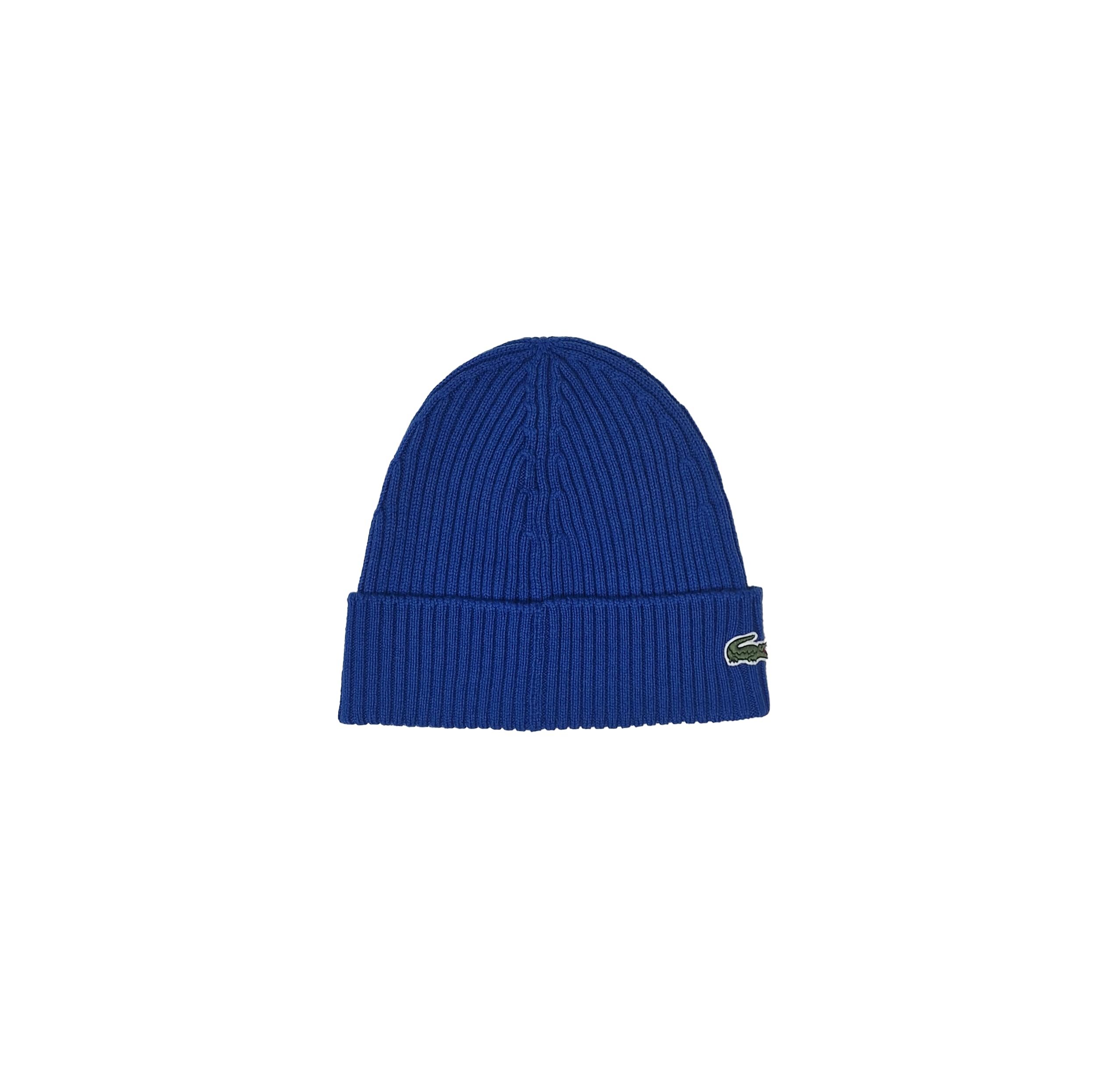 Lacoste RB0001 Ribbed Beanie Hat in Lazuli Blue