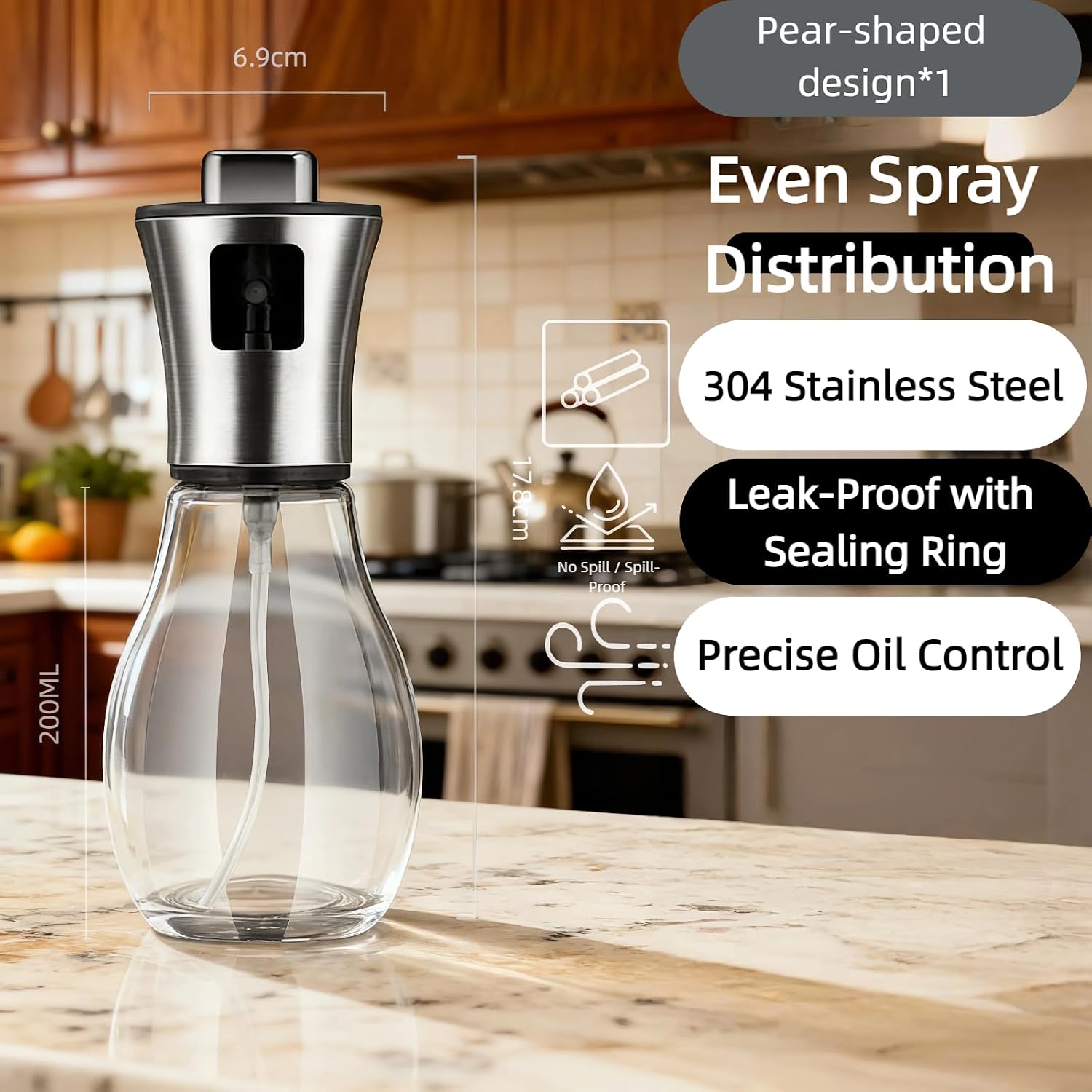 oil sprayer for cooking，Olive Oil Fine Mist Spray Bottle6.7oz/200ml