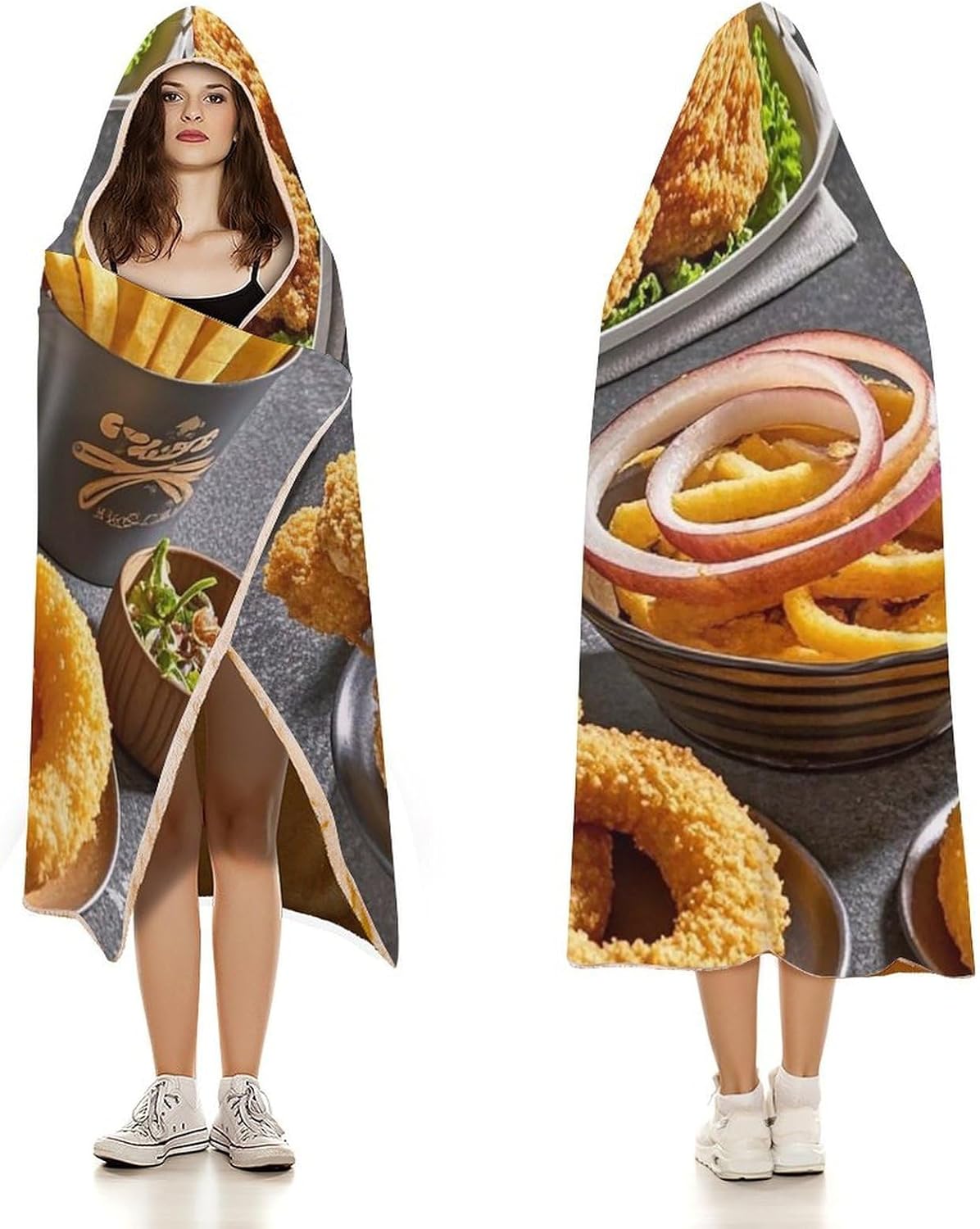 Delicious Food Wearable Fleece Blanket with Hood for Men & Women Oversized Hoodie Blanket Soft Cozy Gift-