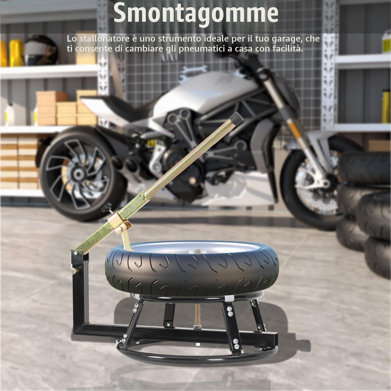 Smontagomme Universale Manuale, Dispositivo per Montaggio Moto Stallonatore per Ruote da 16''-21" Supporto per Cambio Pneumatici per Moto Dirt Bike
